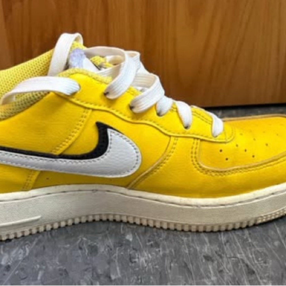 Nike Yellow and White Air Force 1 Sneakers